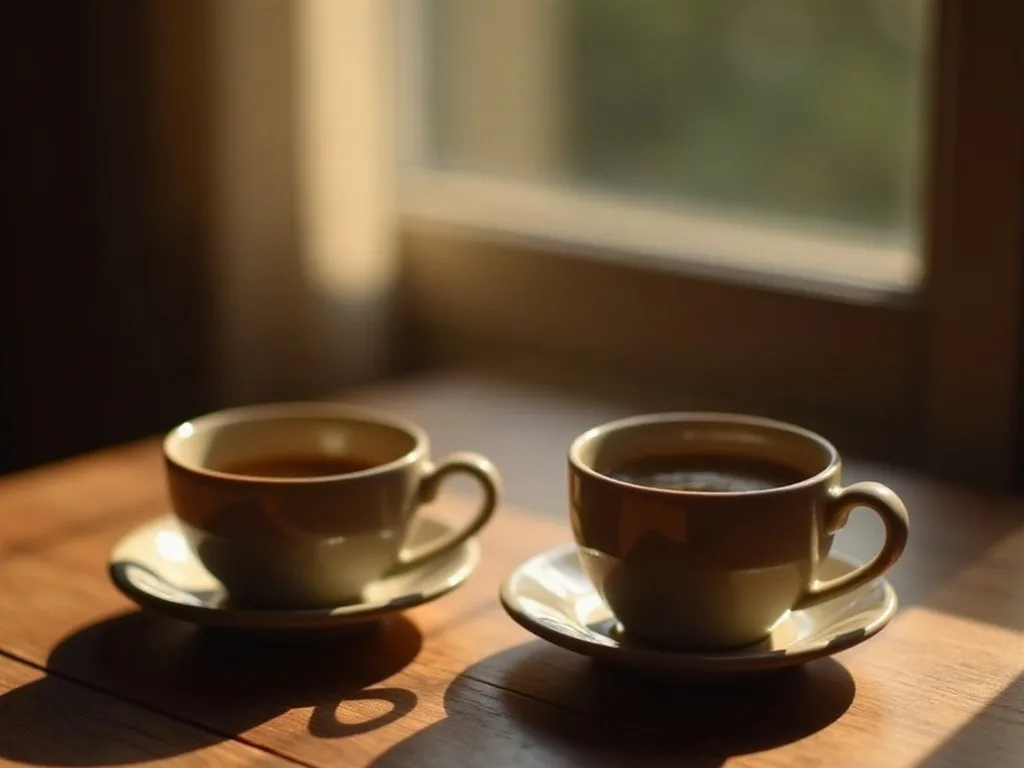 Duas xícaras sobre a mesa, uma intocada